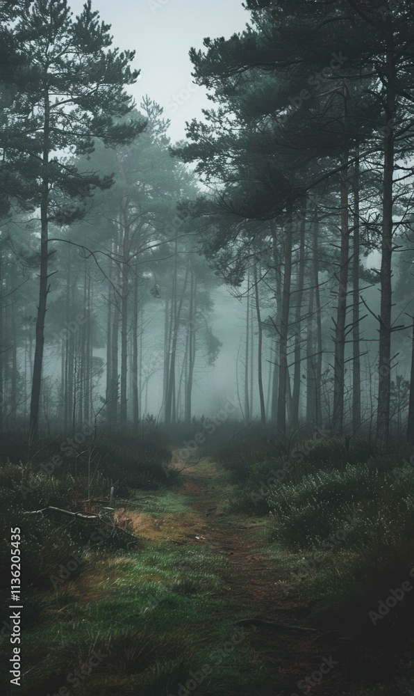 A serene, misty forest with tall trees and soft sunlight filtering through the canopy, creating a peaceful and mysterious atmosphere. A serene, misty forest with tall trees and soft sunlight filtering through the canopy, creating a peaceful and mysterious atmosphere.