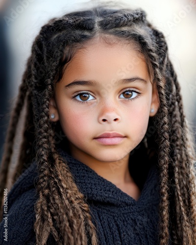 Beautiful Girl With Braided Hair Exudes Confidence and Charm in a Vibrant Outdoor Setting