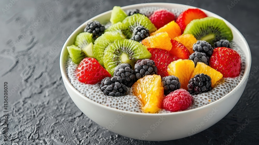 Freshly Made Chia Pudding with Fruits Freshly Made Chia Pudding with Fruits