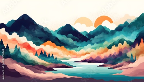 sunset in mountains