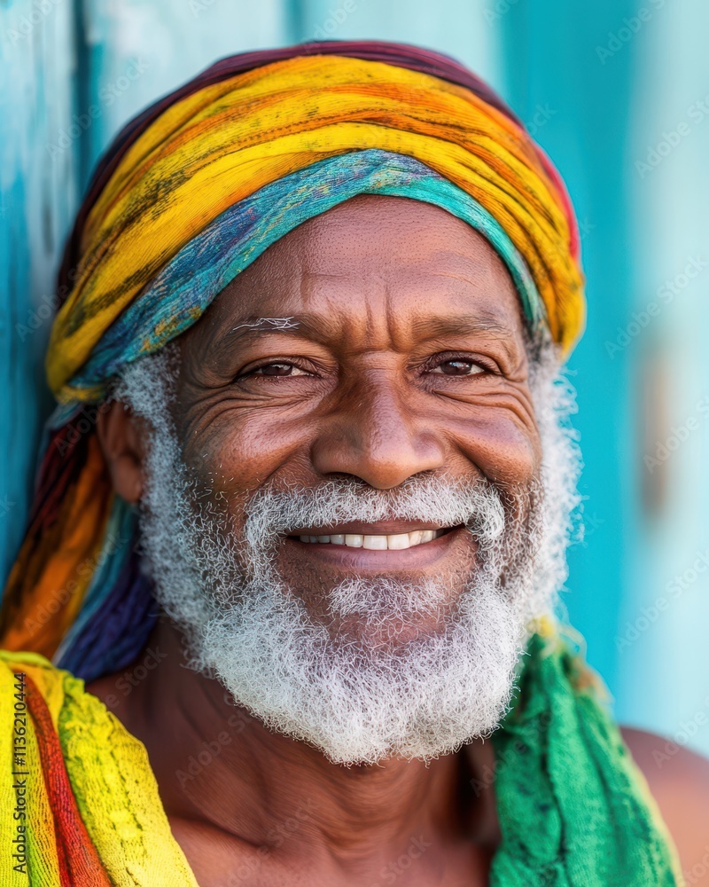 Smile of Wisdom and Peace From a Rastafarian Elder in Vibrant Jamaica Smile of Wisdom and Peace From a Rastafarian Elder in Vibrant Jamaica