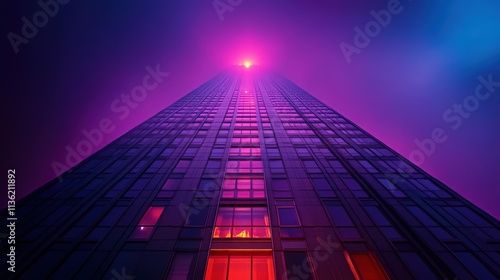 Wallpaper Mural Modern Skyscraper Reaching Towards a Pink Sky Torontodigital.ca