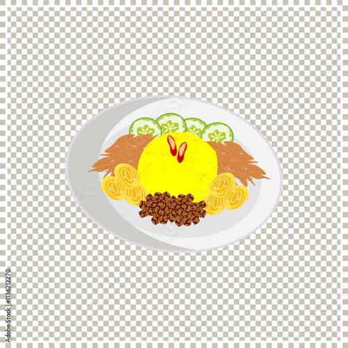 colorful illustration of yellow rice food