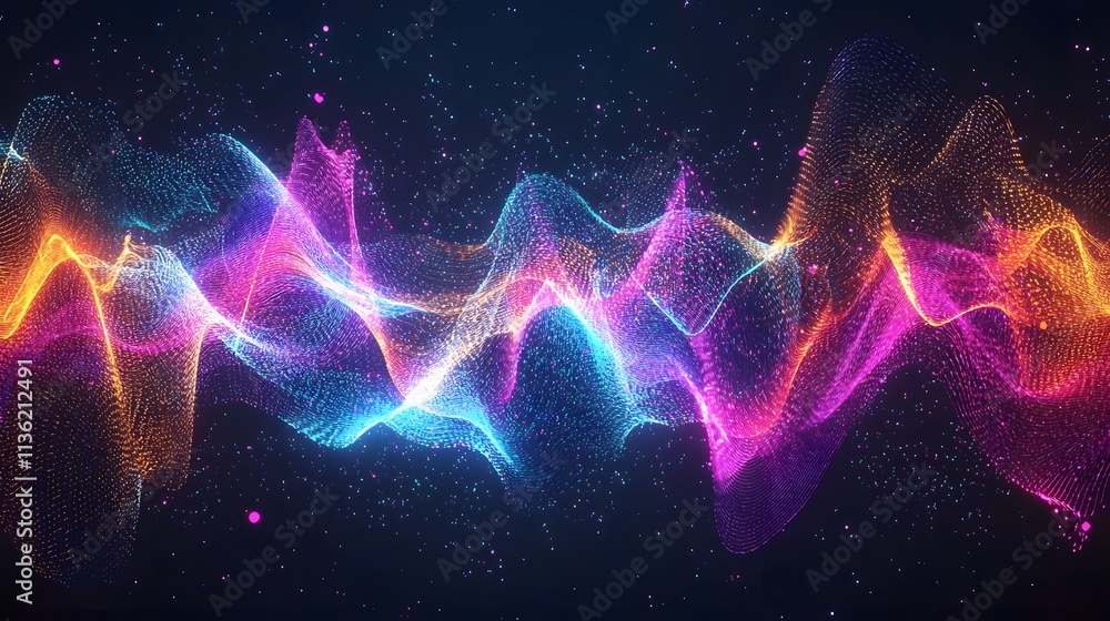 Dynamic Abstract Visualization of Sound Waves Transforming Vibrantly Dynamic Abstract Visualization of Sound Waves Transforming Vibrantly