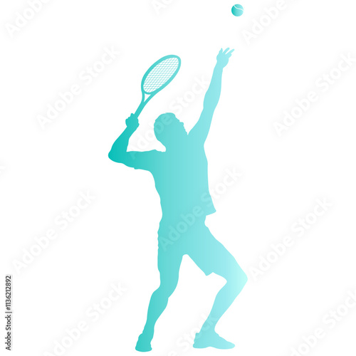 Tennis Ball Player Silhouette in Gradient Color. Vector Illustration