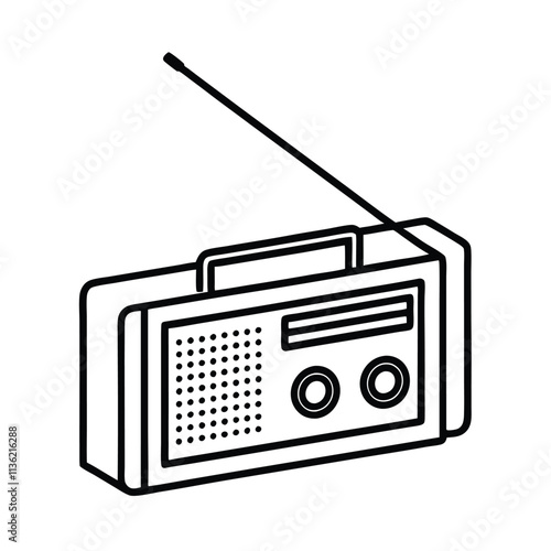 a black and white line drawing of an old-fashioned radio