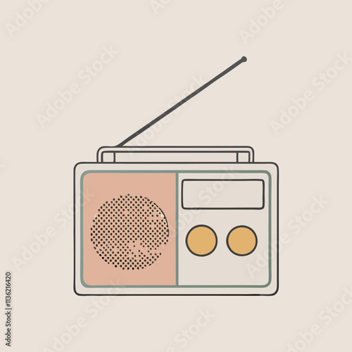 a black and white line drawing of an old-fashioned radio