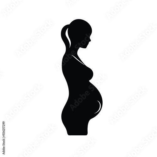 a black silhouette of a pregnant woman