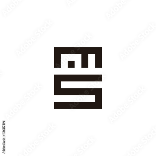 Letter m, n and s square geometric symbol simple logo vector photo