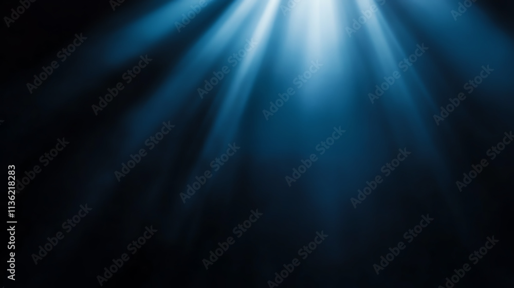 Abstract rays of blue light shining through darkness, creating a vibrant atmosphere. Abstract rays of blue light shining through darkness, creating a vibrant atmosphere.
