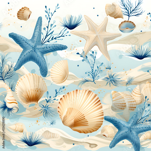 seamless pattern with seashells
