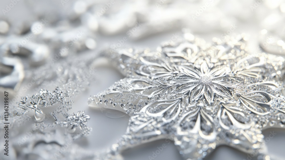 intricate Christmas ornament with metallic shine on textured white background, elegant and festive decoration, artistic detailed composition intricate Christmas ornament with metallic shine on textured white background, elegant and festive decoration, artistic detailed composition