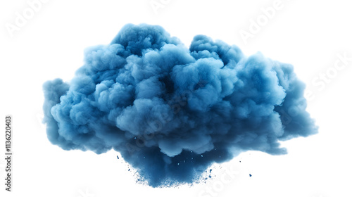 Stunning Blue Smoke Cloud on White Background - Dramatic Visual Effects for Art and Design Projects