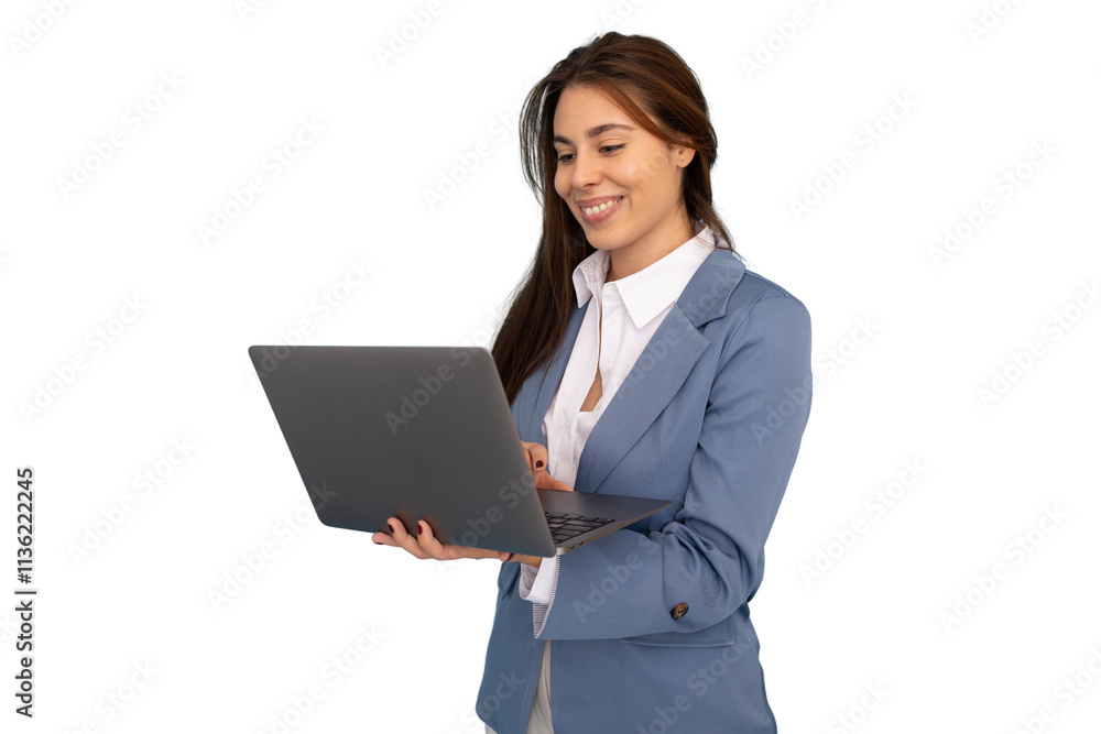 Professional Latina woman typing on a laptop Professional Latina woman typing on a laptop