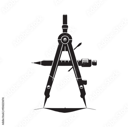Drafting Compass silhouette vector illustration