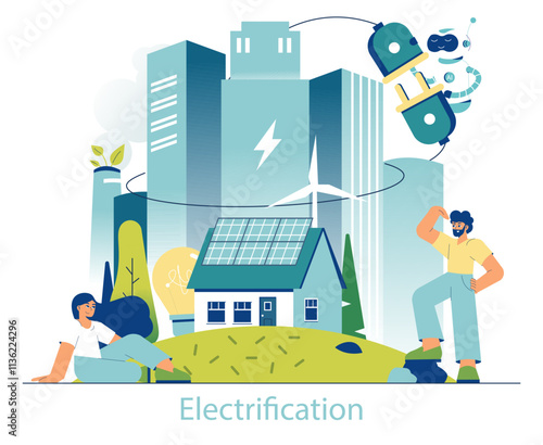 Electrification. Flat Vector Illustration