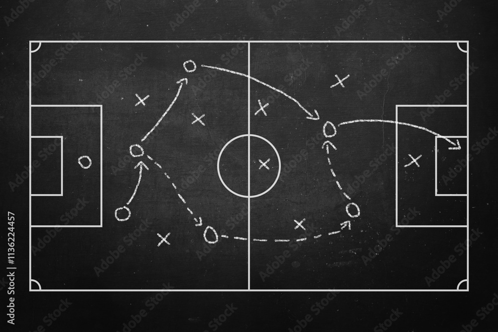 Obraz premium Soccer tactics on chalkboard background