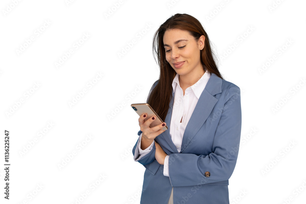 Focused Latina entrepreneur looking at her smartphone Focused Latina entrepreneur looking at her smartphone