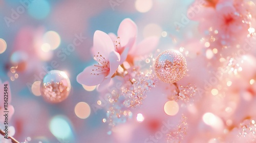 Blühende Kirschblüten mit Bokeh in Pastelltönen