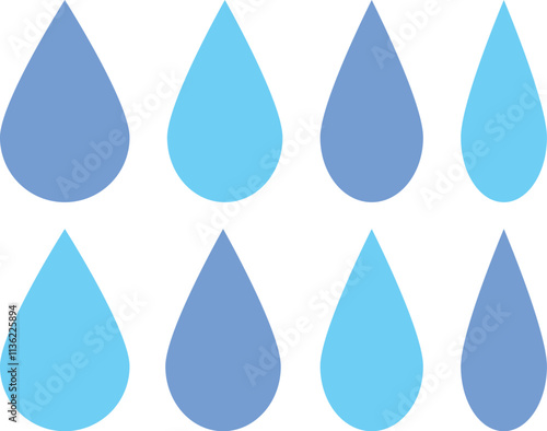 雨の雫のアイコン　ベクター　Water drop shape. Water or oil drop.