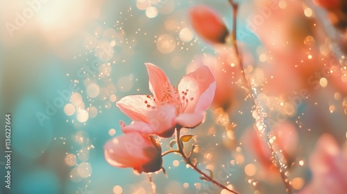 Blühende Kirschblüten im warmen Licht