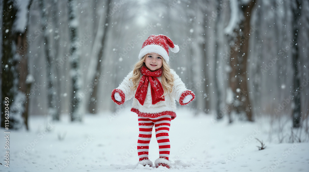 Little girl in the snowy forest Little girl in the snowy forest