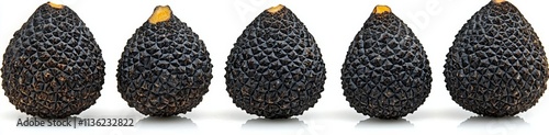 Set of four black winter truffle on white background. The most famous of the truffles. , isolated on white background,  , copy space, copy space for text, photo