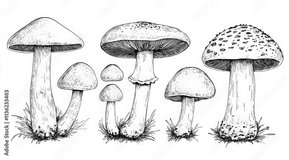 Various mushrooms set Various mushrooms set