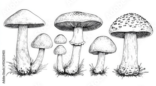 Various mushrooms set