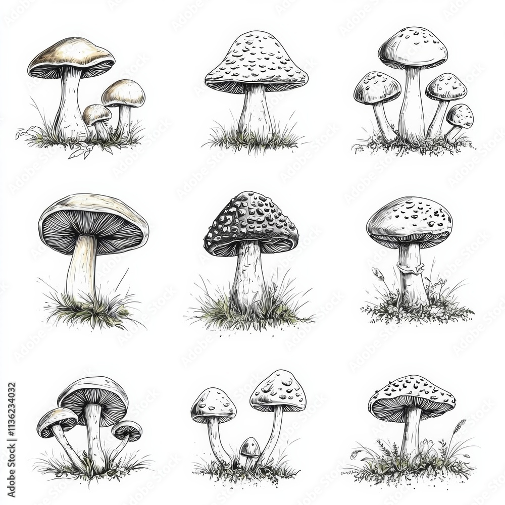Mushroom hand drawn sketch vector illustration Mushroom hand drawn sketch vector illustration