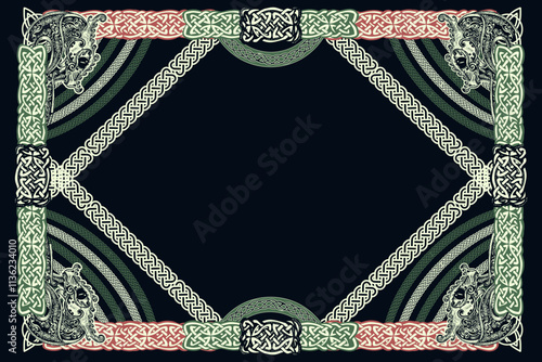 Celtic frame template design. Northern mythology art. Ethnic art