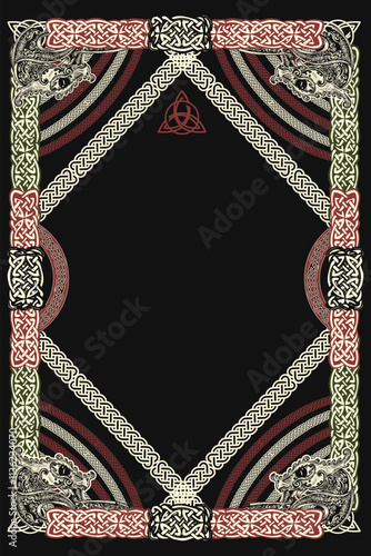Celtic frame template design. Northern mythology art