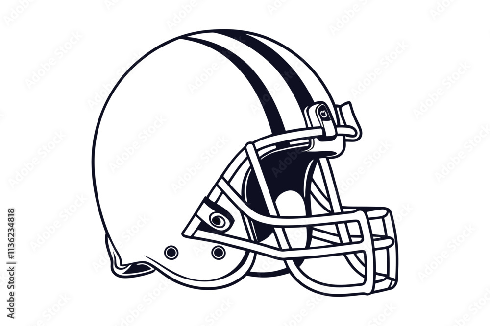 Fototapeta premium american football helmet silhouette vector on white background