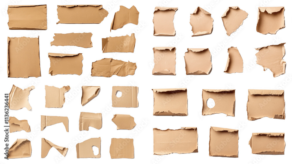 Fototapeta premium Torn Cardboard Pieces - Recycled Material Background