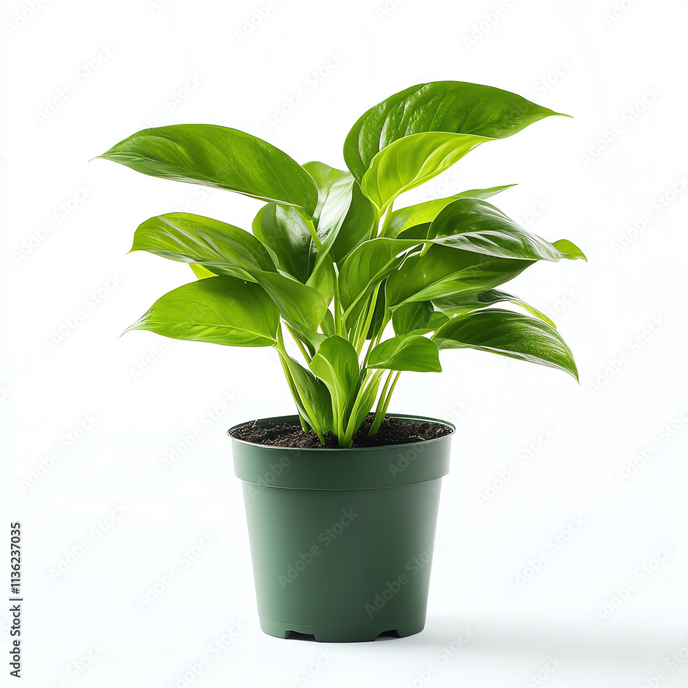 Vibrant green potted plant with lush leaves, perfect for indoor decoration and air quality. Vibrant green potted plant with lush leaves, perfect for indoor decoration and air quality.