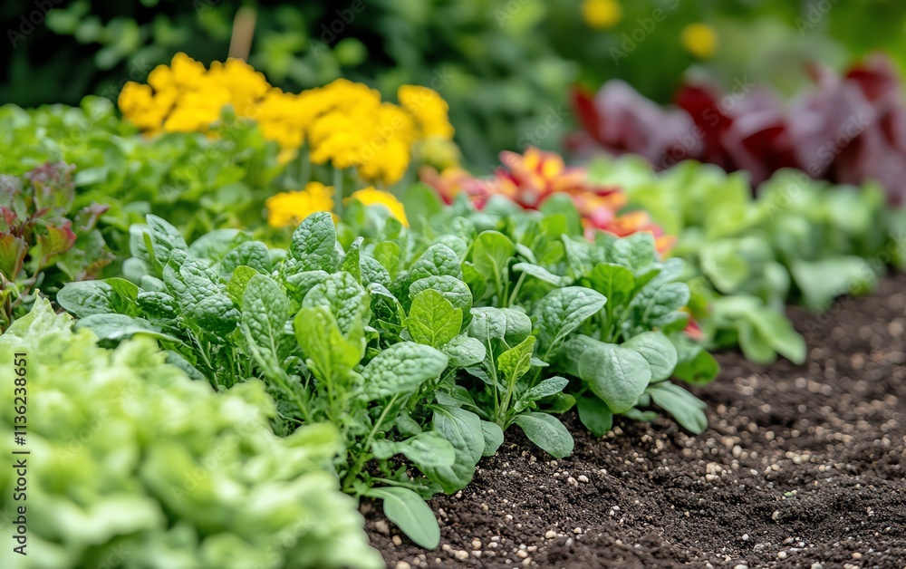 A vibrant garden scene with green seedlings emerging from nutrientrich soil, showcasing the beauty of new beginnings A vibrant garden scene with green seedlings emerging from nutrientrich soil, showcasing the beauty of new beginnings