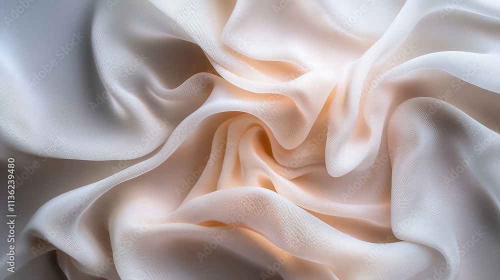 Obraz premium Minimalist composition of vibrant white material with elegant folds