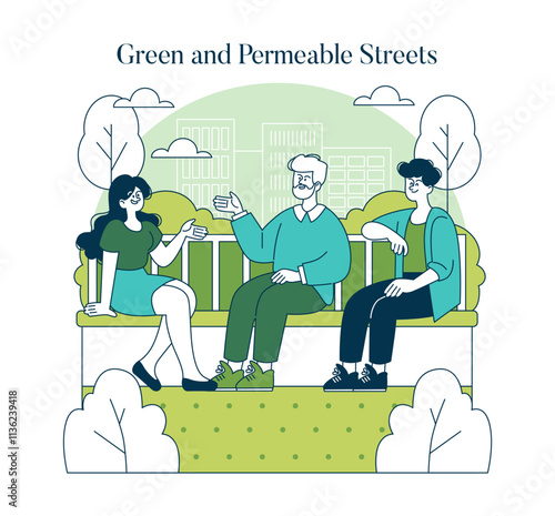 Green Infrastructure. Flat Vector Illustration