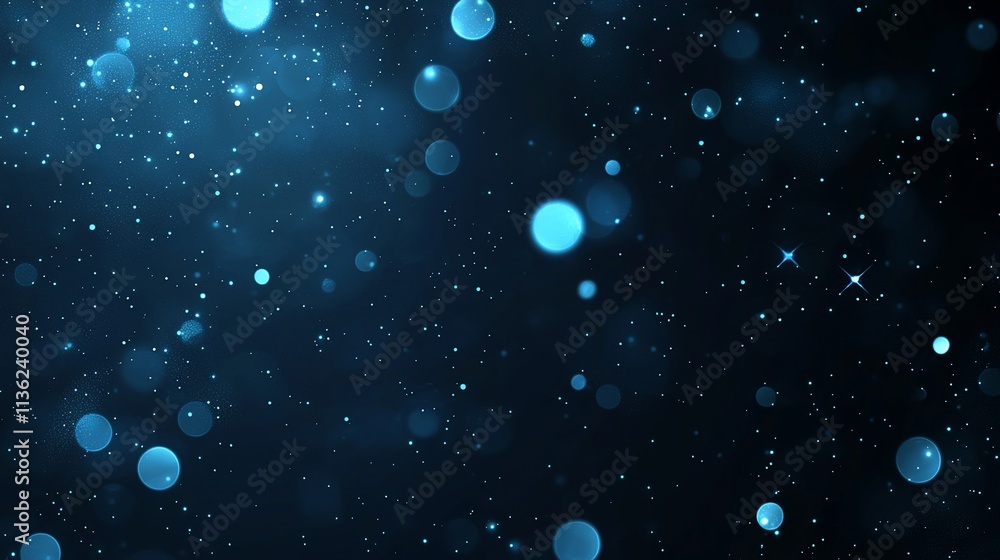 Obraz premium Abstract blue bokeh background with glowing particles.