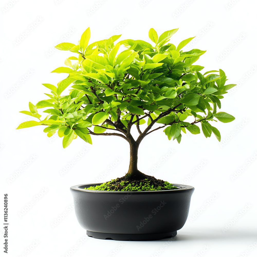Vibrant green bonsai tree in a modern pot, symbolizing tranquility and nature. Vibrant green bonsai tree in a modern pot, symbolizing tranquility and nature.