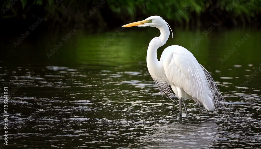 Fototapeta premium 川にたたずむ白鷺