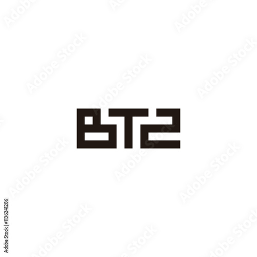 Letter B T 2 square geometric symbol simple logo vector