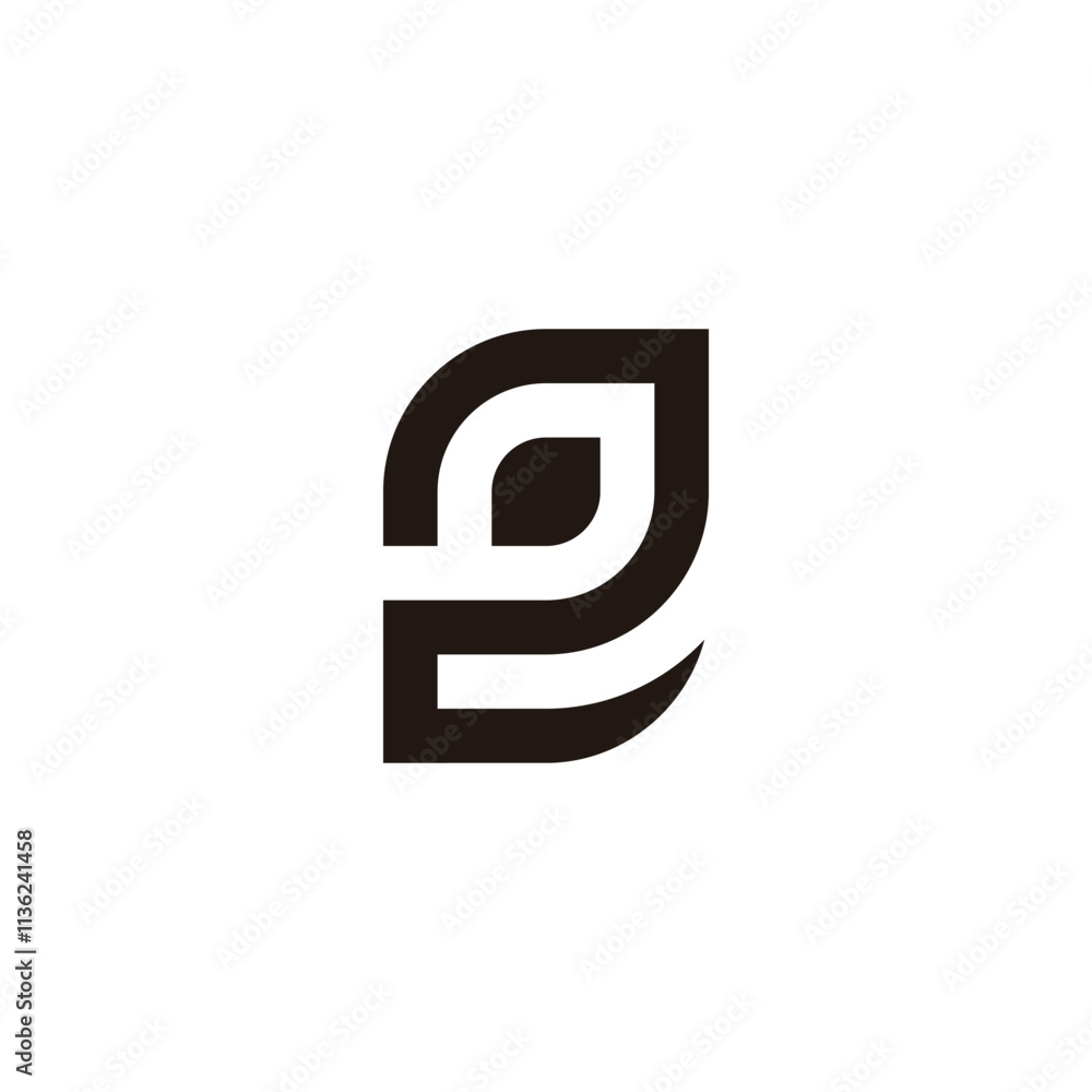 Number 2 leaf, fresh geometric symbol simple logo vector Number 2 leaf, fresh geometric symbol simple logo vector