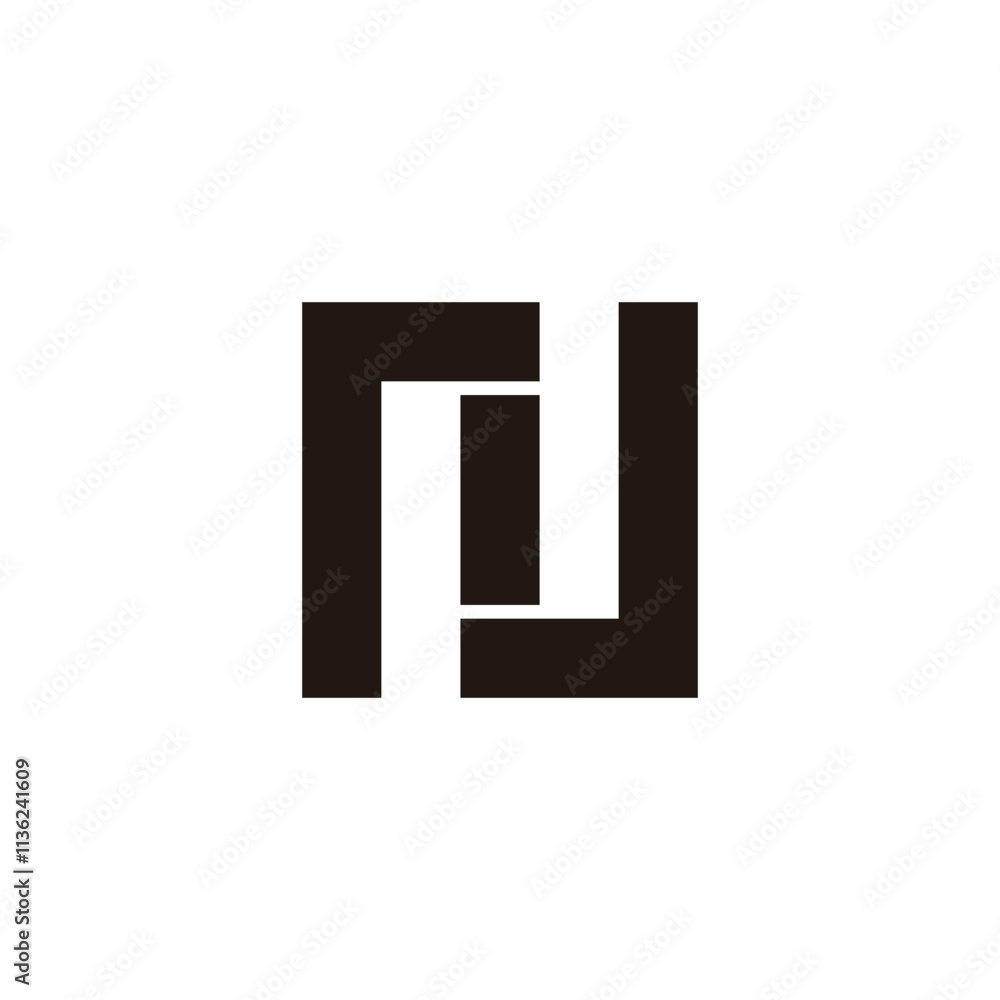 Letter r, N and J square geometric symbol simple logo vector