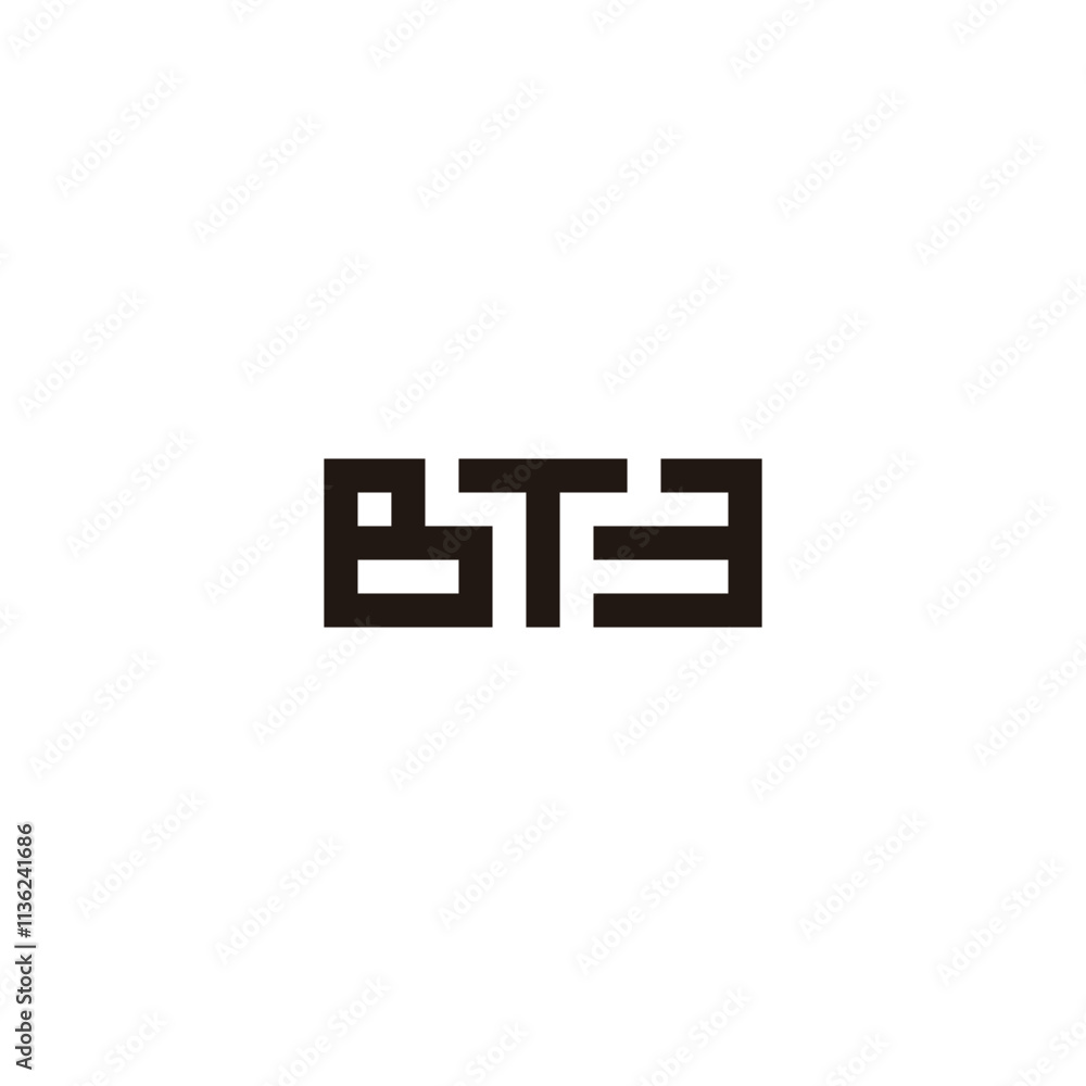 Letter B T 3 square geometric symbol simple logo vector Letter B T 3 square geometric symbol simple logo vector