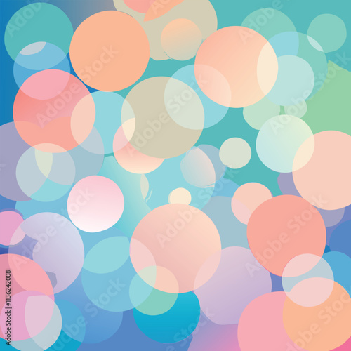 Abstract Pastel Circles Overlapping, Soft, Colorful, Bubble, Gradient, Design, Background, Texture.