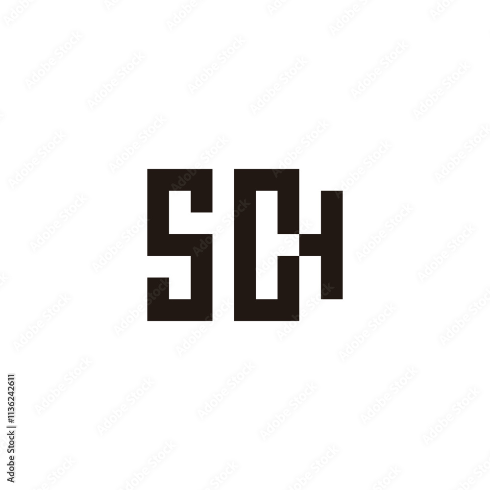 Letter S c H square geometric symbol simple logo vector Letter S c H square geometric symbol simple logo vector