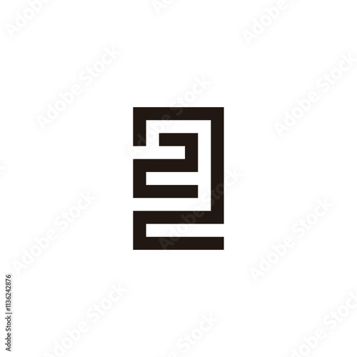 Number 2 2 square, unique geometric symbol simple logo vector