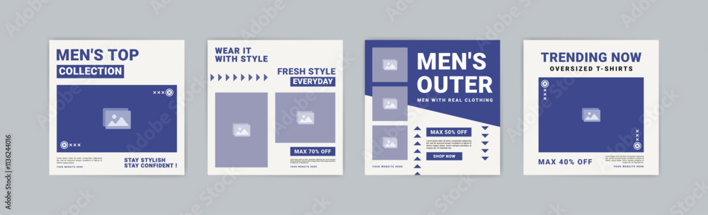 Fototapeta premium Social media post template for men's fashion sale. Men's fashion sale promotion banner. Men's fashion discount promotion.