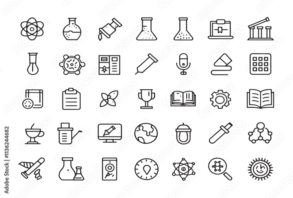 Fototapeta premium University Research Line Art Icon Design